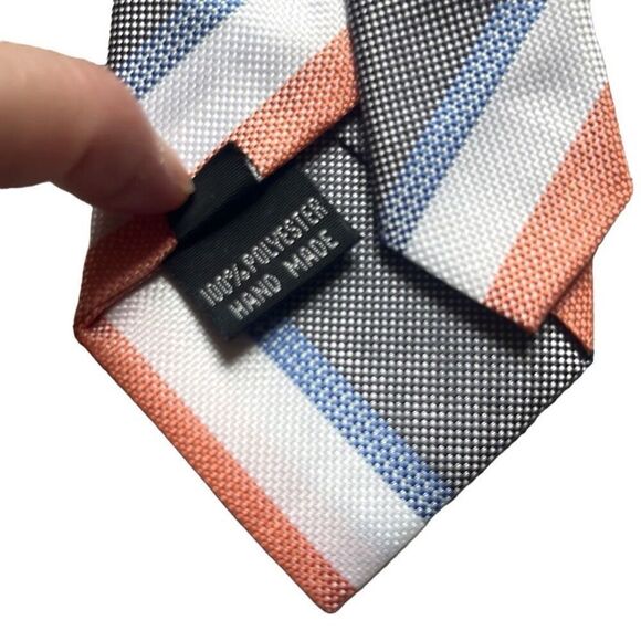 Littlest Prince Boys 2-5 Yr Orange Gray White Stripe Tie Necktie NEW Formal - Picture 3 of 5